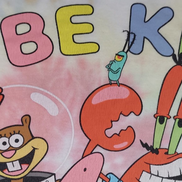 Spongebob Squarepants  And Friends Youth Sz L Large Be Kind Tie Dye T Shirt - Picture 4 of 16